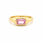 Rings 18K Gold East West Pink Sapphire Baby Dome Ring