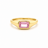 Rings 18K Gold East West Pink Sapphire Baby Dome Ring