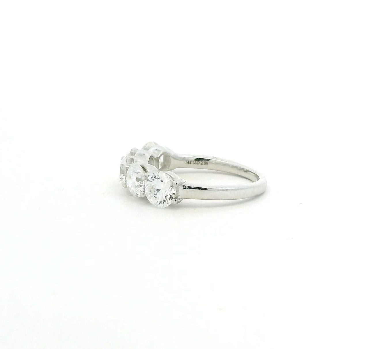 Rings 18K Gold Elevated Round 5 Diamond Band, Lab Grown