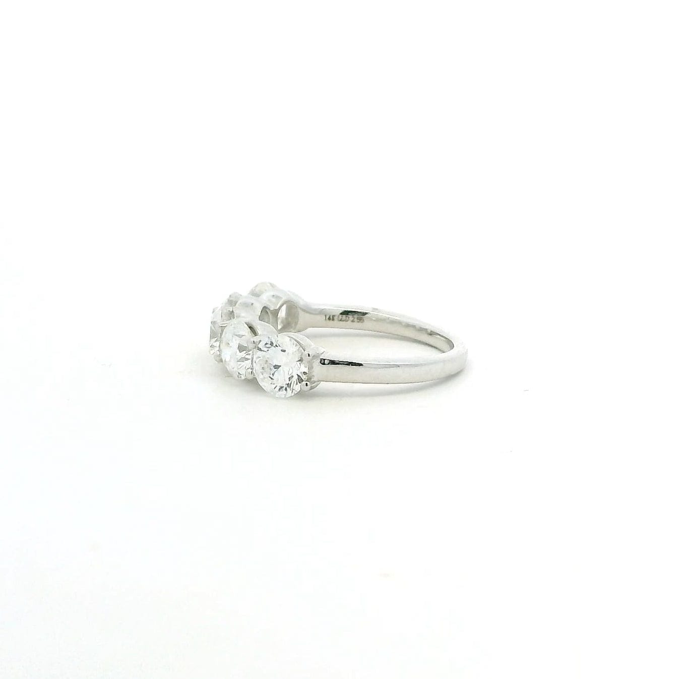 Rings 18K Gold Elevated Round 5 Diamond Band, Lab Grown
