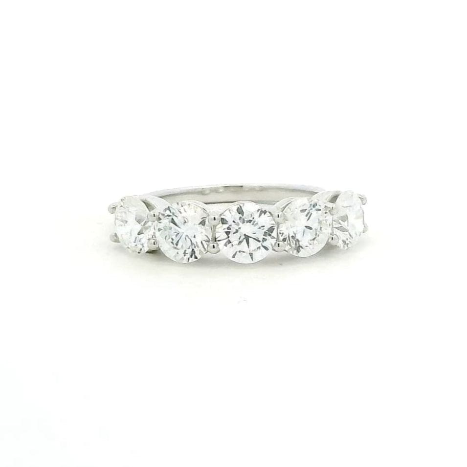 Rings 18K Gold Elevated Round 5 Diamond Band, Lab Grown
