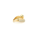 Rings 18K Gold Micro-Pave and Bezel Set Cushion Cut Diamond Wave Ring
