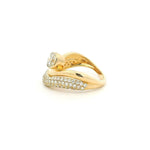 Rings 18K Gold Micro-Pave and Bezel Set Cushion Cut Diamond Wave Ring