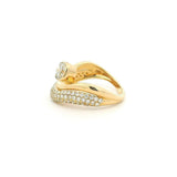 Rings 18K Gold Micro-Pave and Bezel Set Cushion Cut Diamond Wave Ring