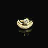 Rings 18K Gold Micro-Pave Bezel Oval Diamond Wave Ring, Lab Grown