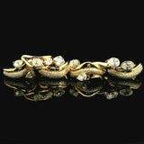 Rings 18K Gold Micro-Pave Double Pear Diamond Wave Ring