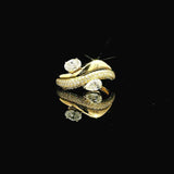 Rings 18K Gold Micro-Pave Pear And Oval Diamond Wave Ring