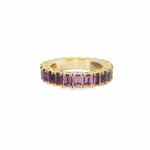 Rings 18K Gold Stretch Emerald Cut Pink Sapphire Ombre Eternity Ring