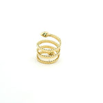 Rings 18K Gold Stretch Gold Diamond And Emerald Wrap Around Ring