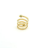 Rings 18K Gold Stretch Gold Diamond And Emerald Wrap Around Ring