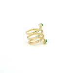 Rings 18K Gold Stretch Gold Diamond And Emerald Wrap Around Ring