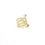 Rings 18K Gold Stretch Gold Diamond And Emerald Wrap Around Ring