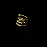 Rings 18K Gold Stretch Gold Diamond And Emerald Wrap Around Ring