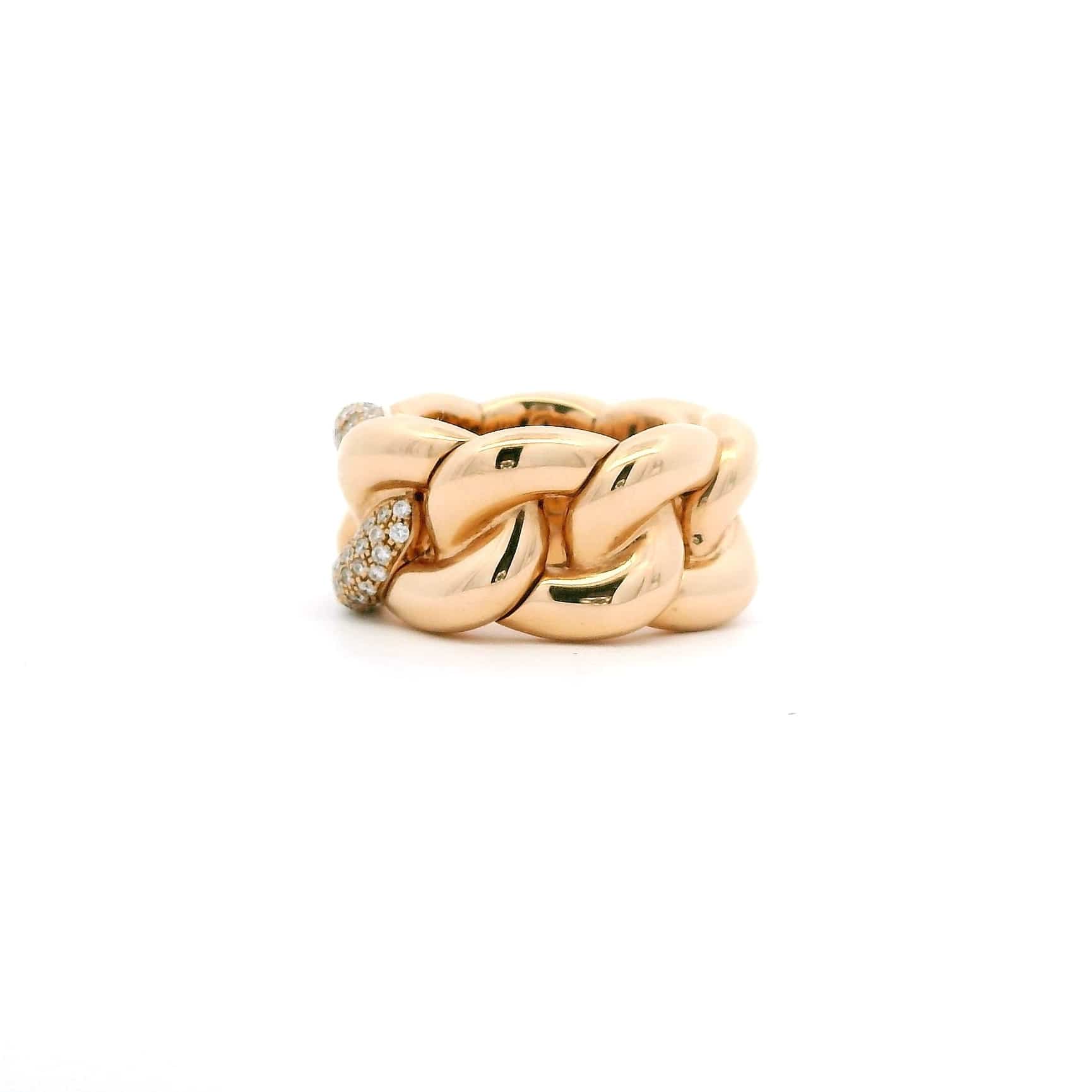 Rings 18K Gold Stretch Micro-Pave Cuban Link Chain Diamond Ring