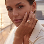 Rings 18K Gold Stretch Micro-Pave Cuban Link Chain Diamond Ring