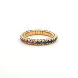 Rings 18K Gold Stretch Rainbow Sapphire Eternity Ring