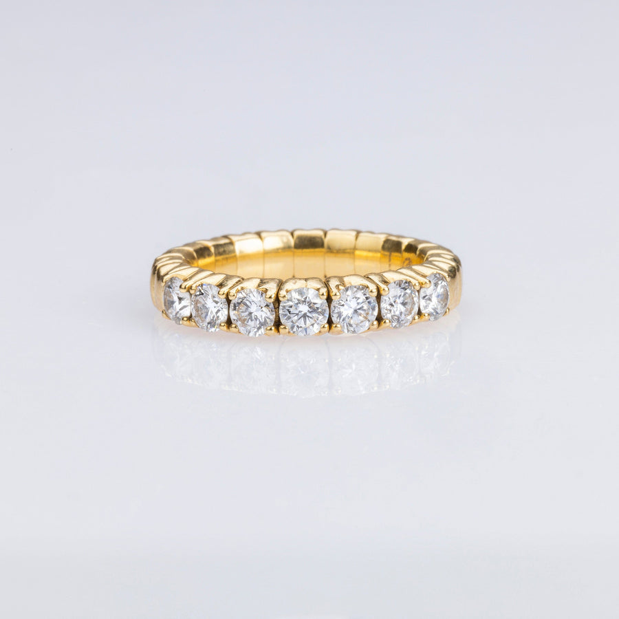 Rings 18K Gold Stretch & Stack Round Diamond Half Eternity Rings