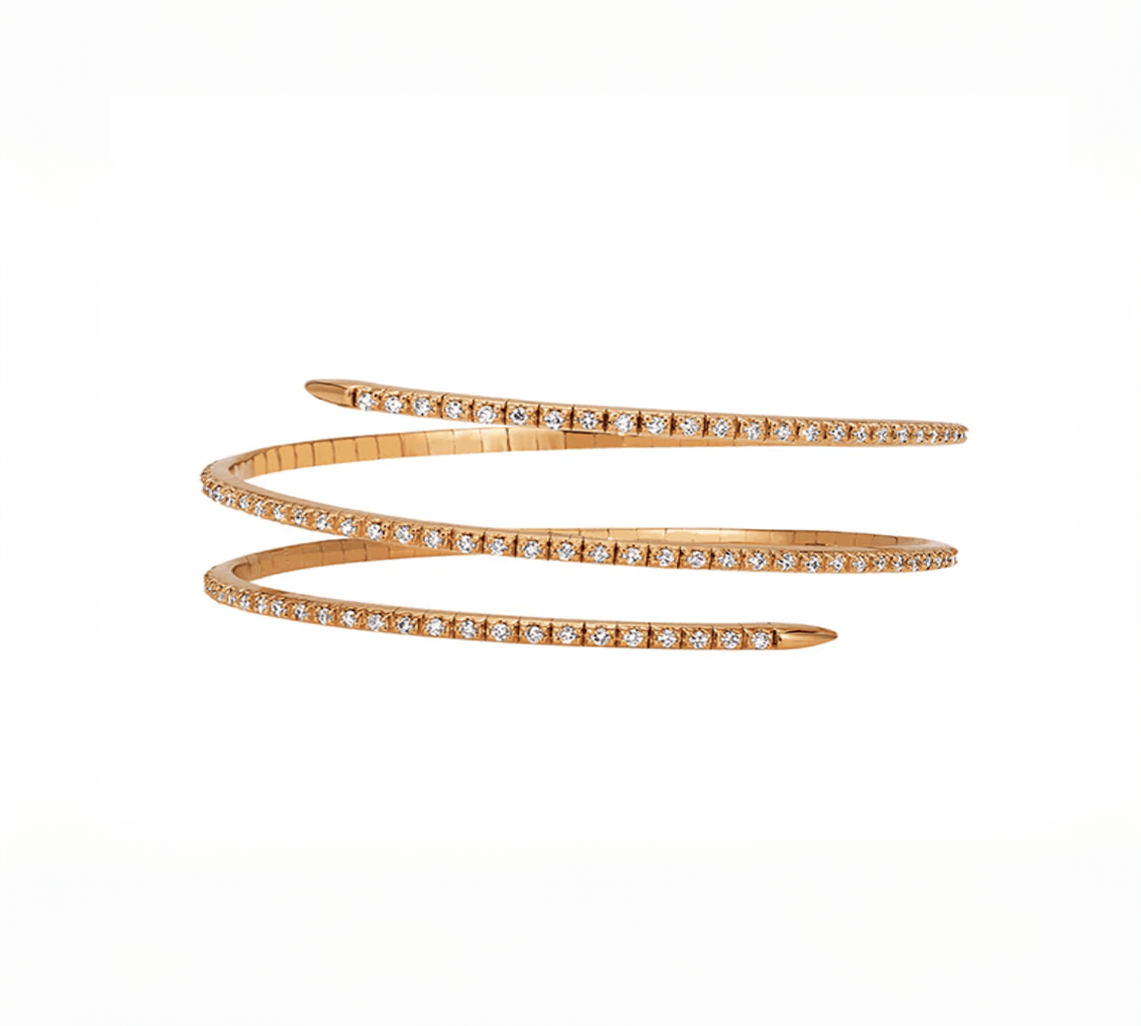 Rings 18K Stretch Gold and Diamond Wrap Around Bracelet