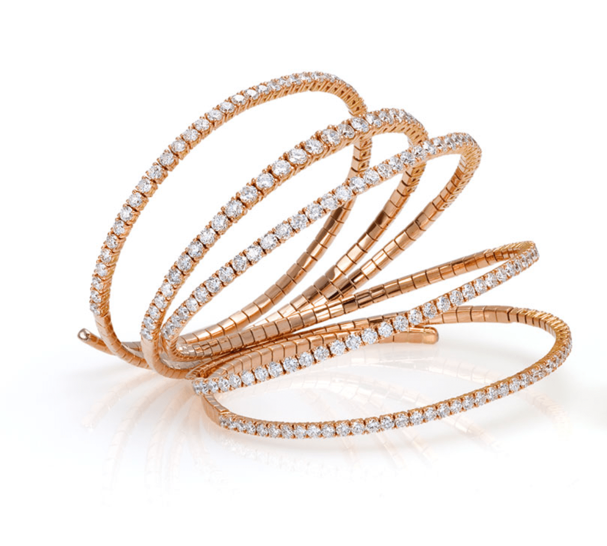 18K Stretch Gold and Diamond Wrap Around Bracelet