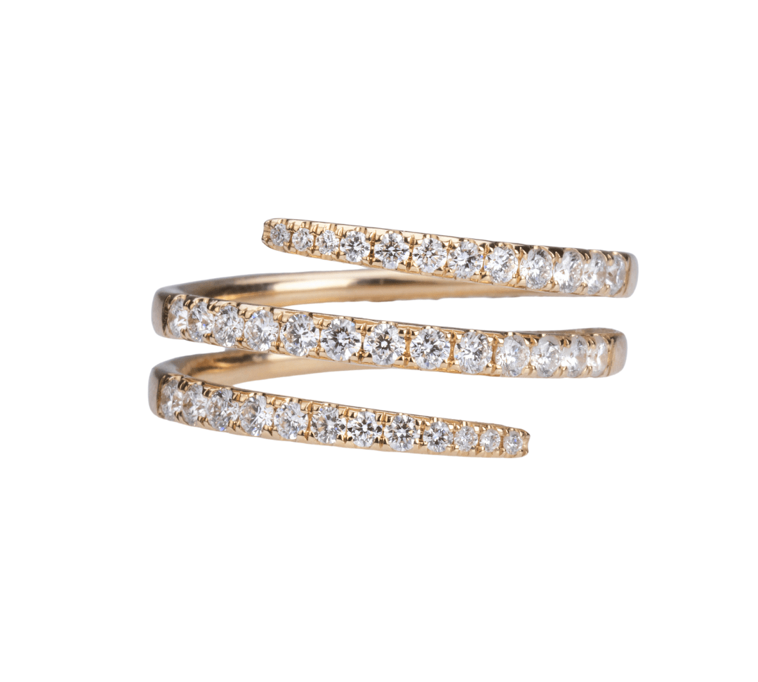 Rings 18K Stretch Gold and Diamond Wrap Around Ring