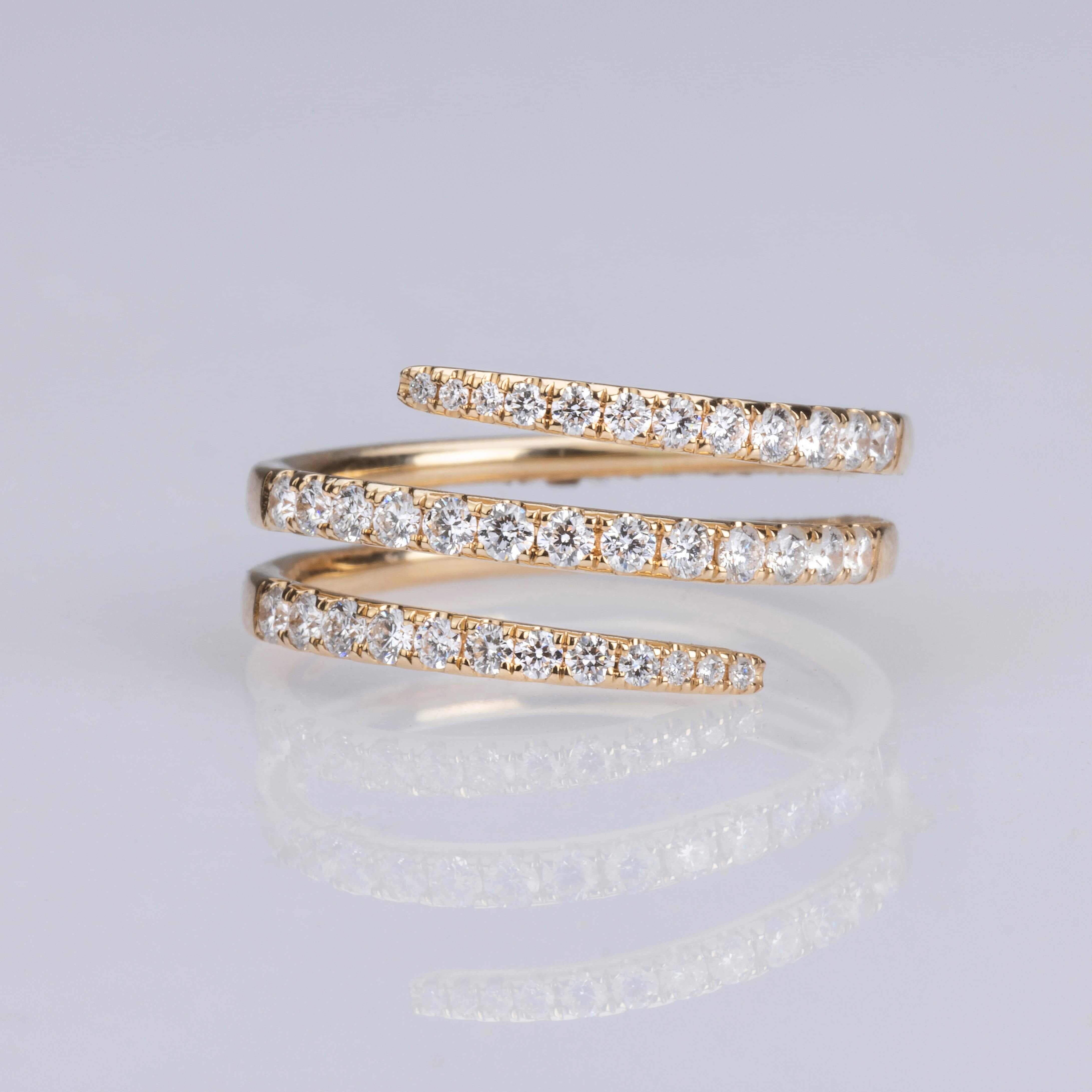 Rings 18K Stretch Gold and Diamond Wrap Around Ring
