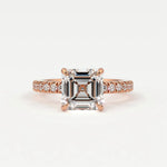 Rings 4 / Rose gold / Simple Solitaire Asscher Cut Diamond Engagement Rings