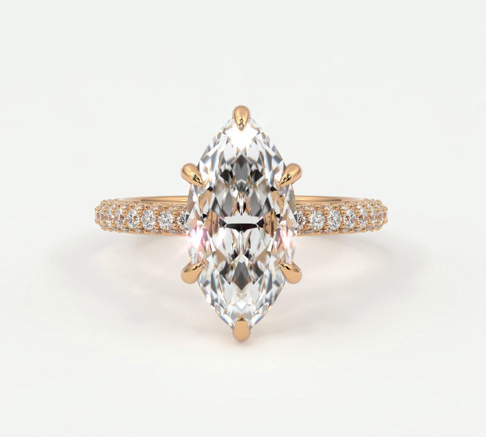 Rings 4 / Rose gold / Simple Solitaire Marquise Diamond Engagement Rings