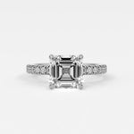 Rings 4 / White Gold / Simple Solitaire Asscher Cut Diamond Engagement Rings