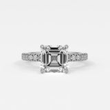 Rings 4 / White Gold / Simple Solitaire Asscher Cut Diamond Engagement Rings