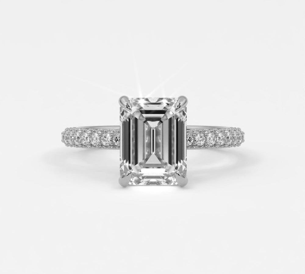 Rings 4 / White Gold / Simple Solitaire Emerald Cut Diamond Engagement Rings, Lab Grown