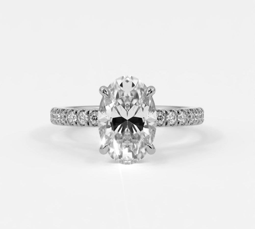 Rings 4 / White Gold / Simple Solitaire Oval Diamond Engagement Rings, Lab Grown