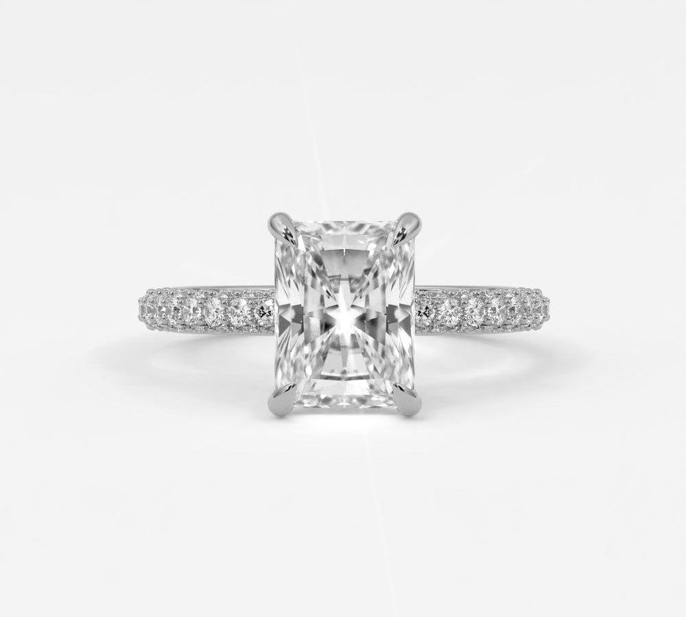 Rings 4 / White Gold / Simple Solitaire Radiant Cut Diamond Engagement Rings, Lab Grown