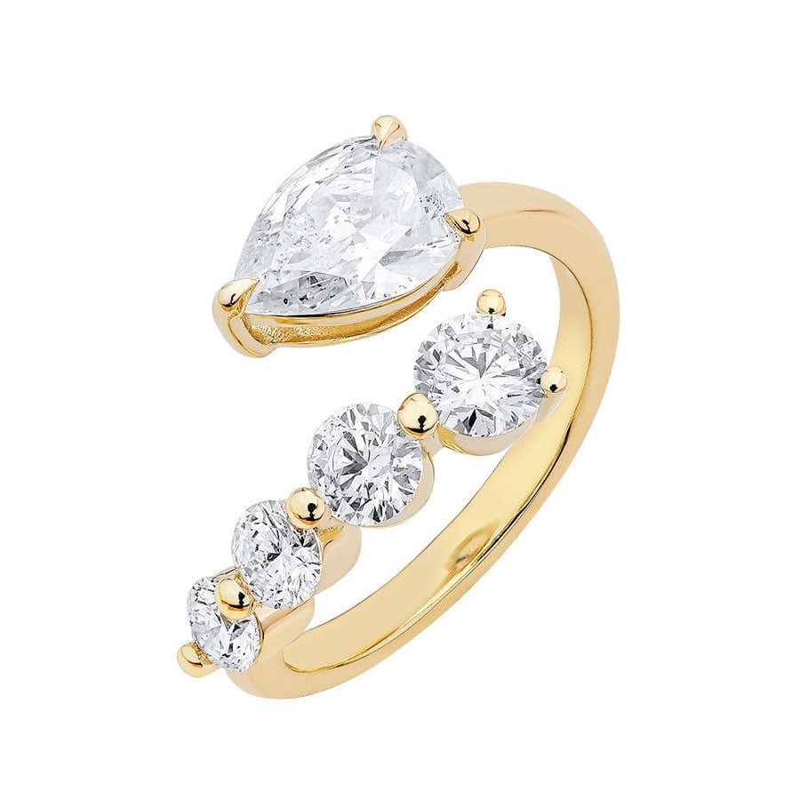 Rings 4 / Yellow Gold 14K & 18K Pear and Round Diamond Wrap Around Ring