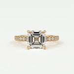 Rings 4 / Yellow Gold / Simple Solitaire Asscher Cut Diamond Engagement Rings