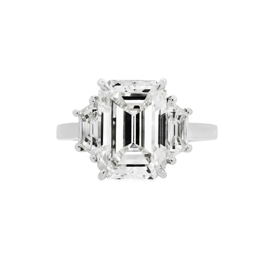 Rings 4 / Yellow Gold / Simple Solitaire Emerald Cut Diamond Engagement Rings, Lab Grown