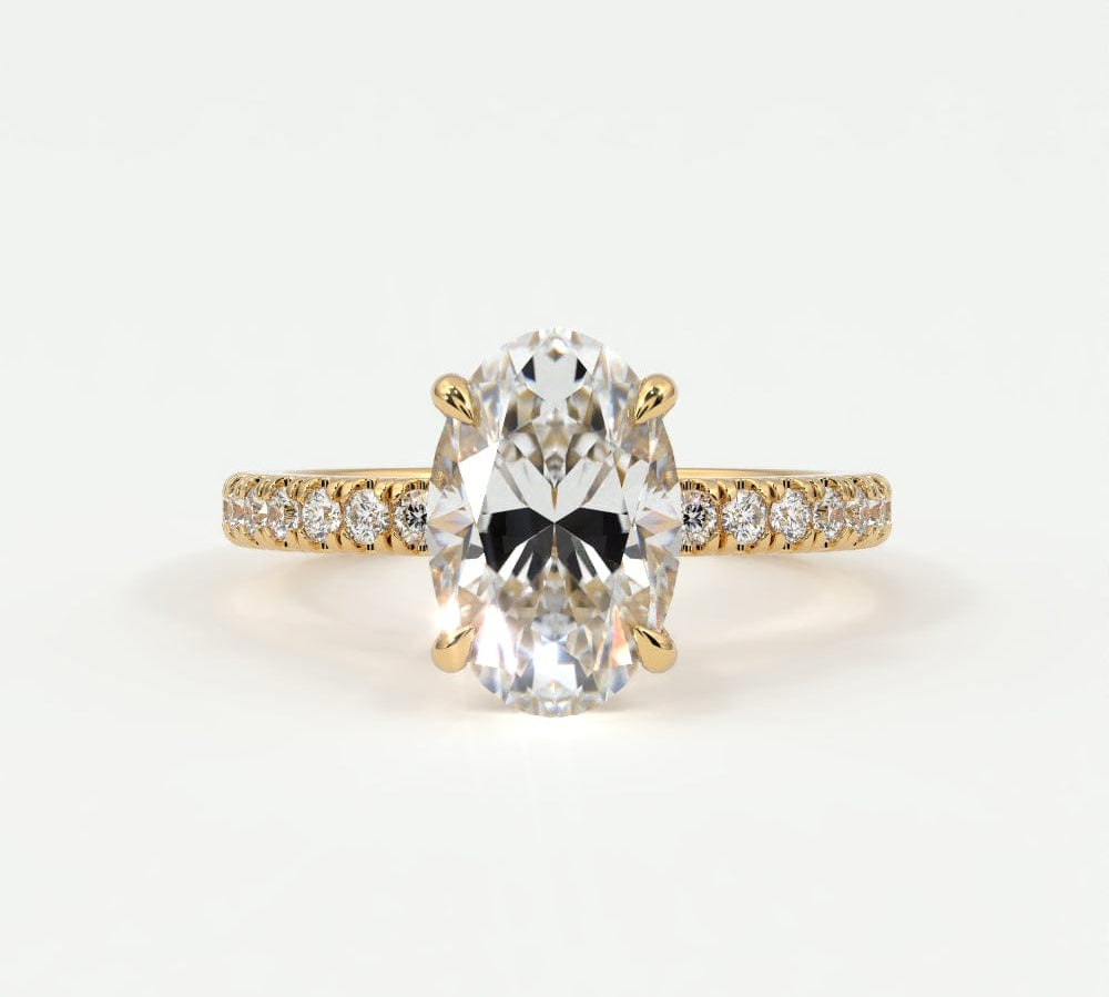 Rings 4 / Yellow Gold / Simple Solitaire Oval Diamond Engagement Rings, Lab Grown