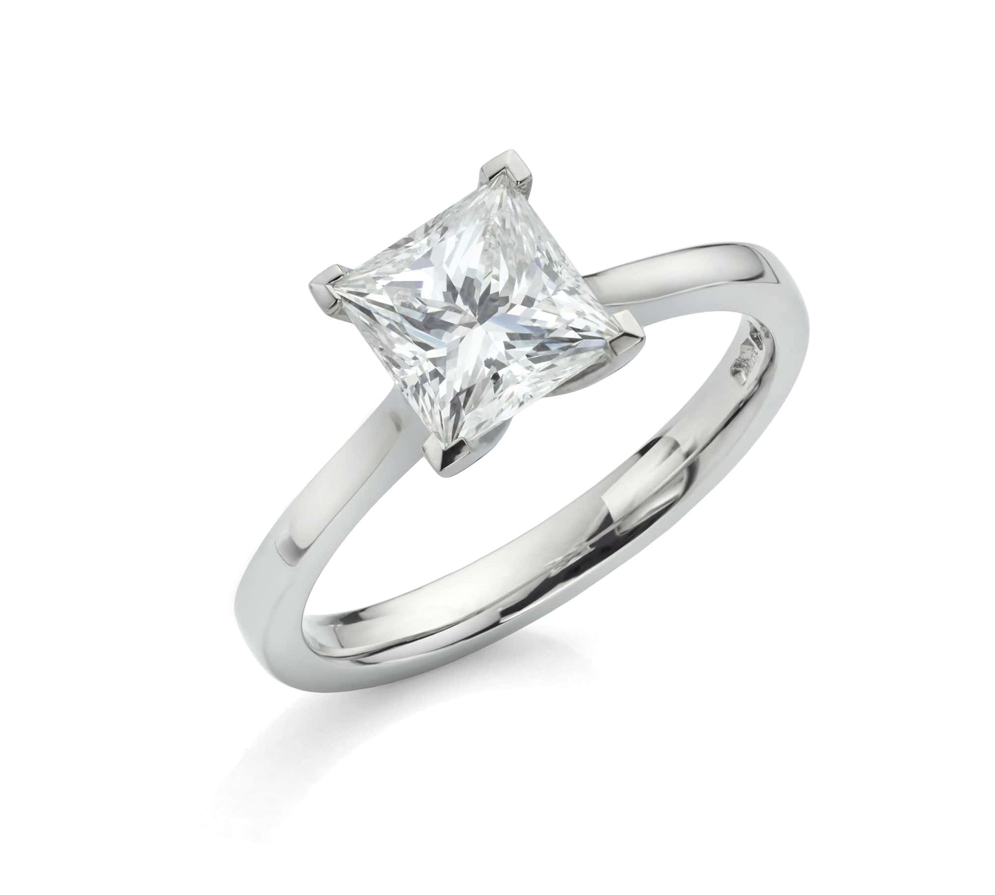 Rings 4 / Yellow Gold / Simple Solitaire Princess Cut Diamond Engagement Rings, Lab Grown