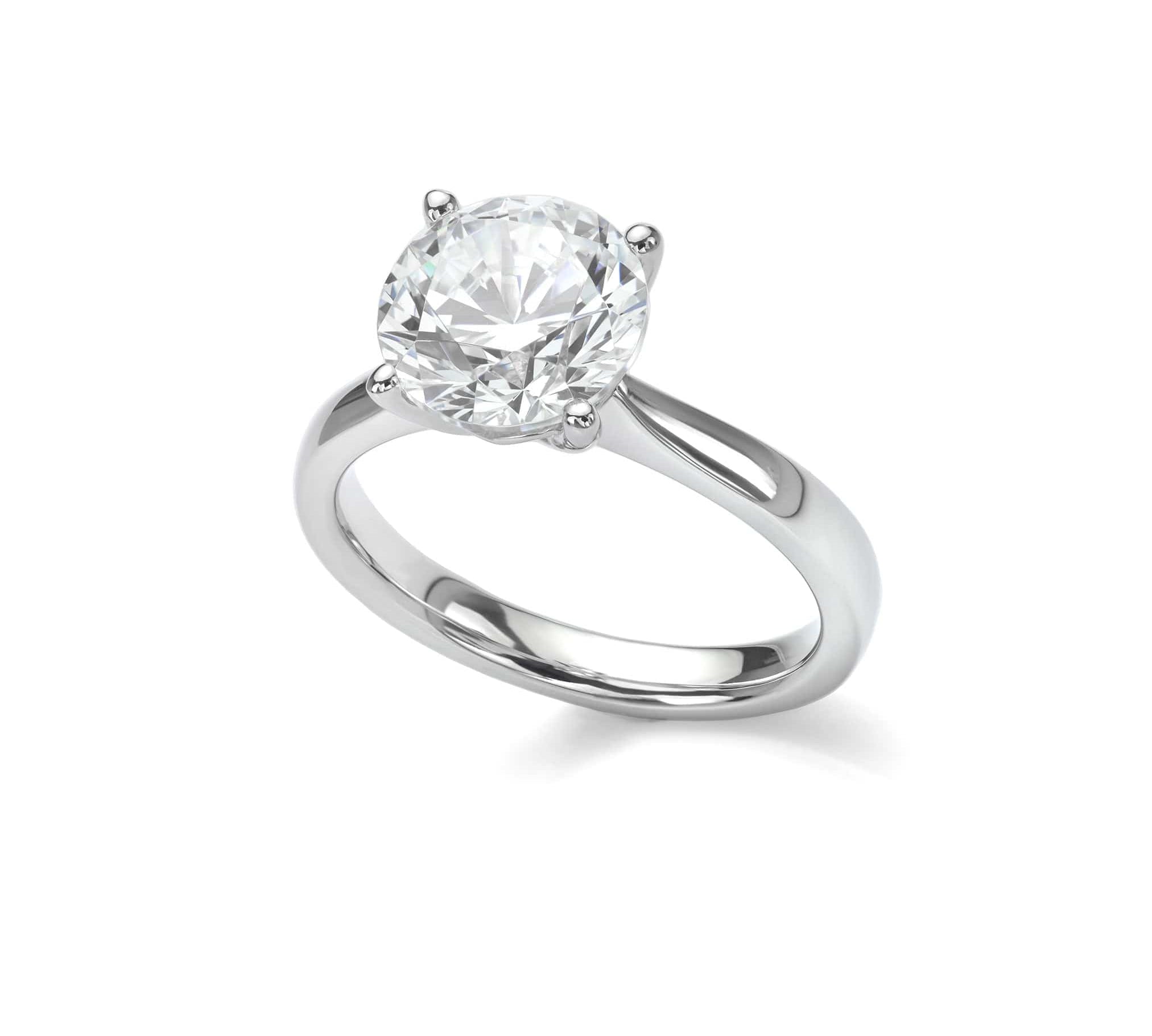 Rings 4 / Yellow Gold / Simple Solitaire Round Diamond Engagement Rings, Lab Grown