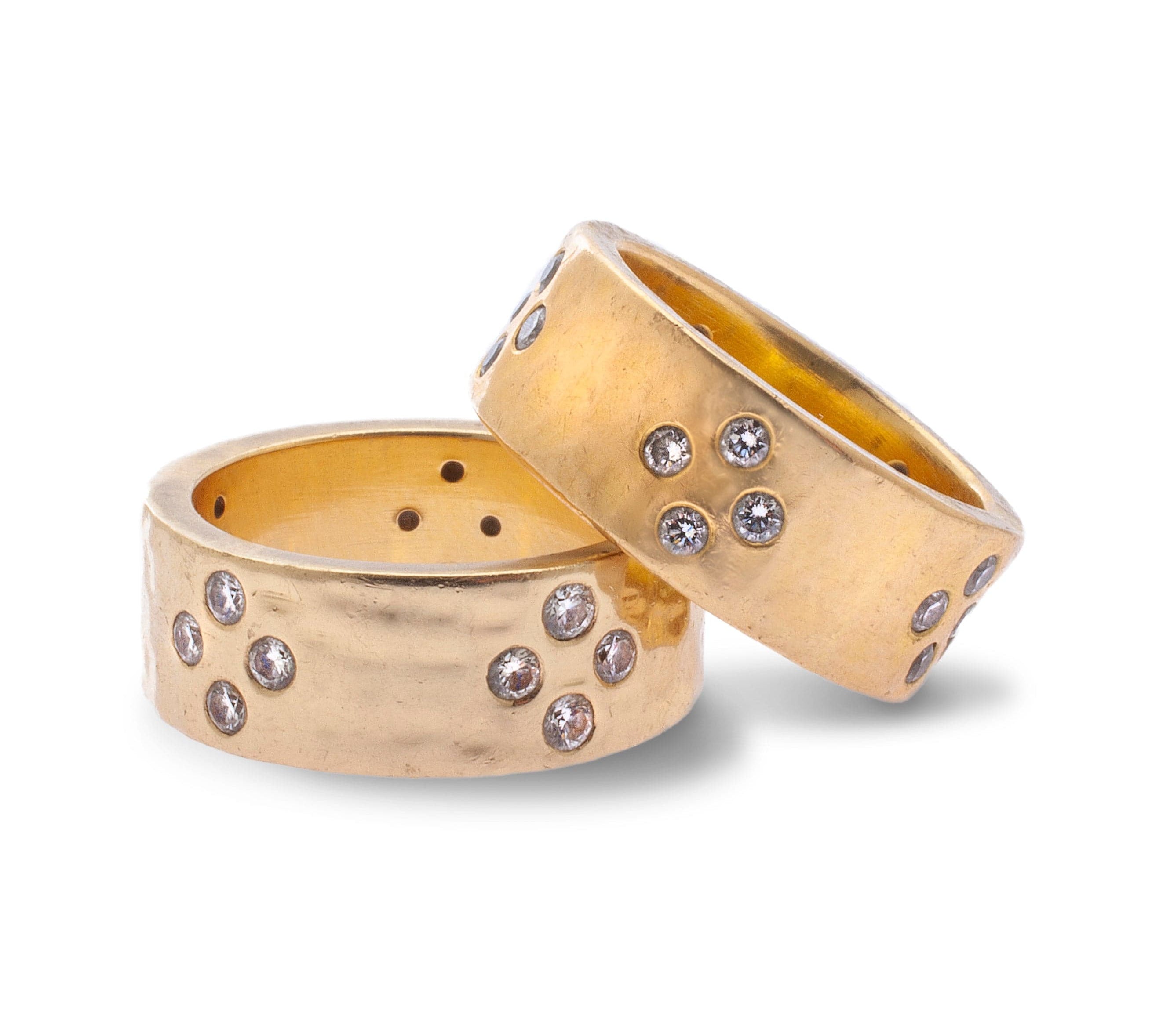 Rings 6.5 / Rose Gold / 14K 14K Solid Gold Thick Band with Diamonds Signature Ring