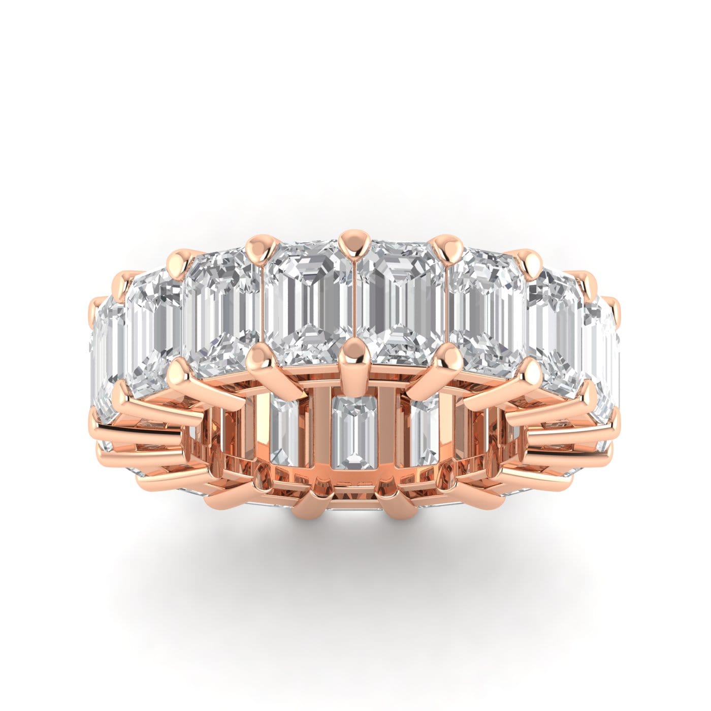 Rings 6 / Rose Gold / 11.9 ct 18K Gold Emerald Cut Diamond Eternity Ring Lab Grown