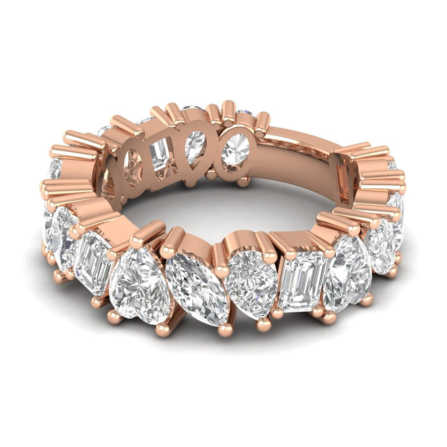 Rings 6 / Rose Gold / 14K 14K & 18K Gold and Multi-Shape Diamond Eternity Band Lab Grown