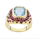 Rings 6 / Rose Gold / 14K 14K & 18K Gold Aquamarine & Tourmaline Ring