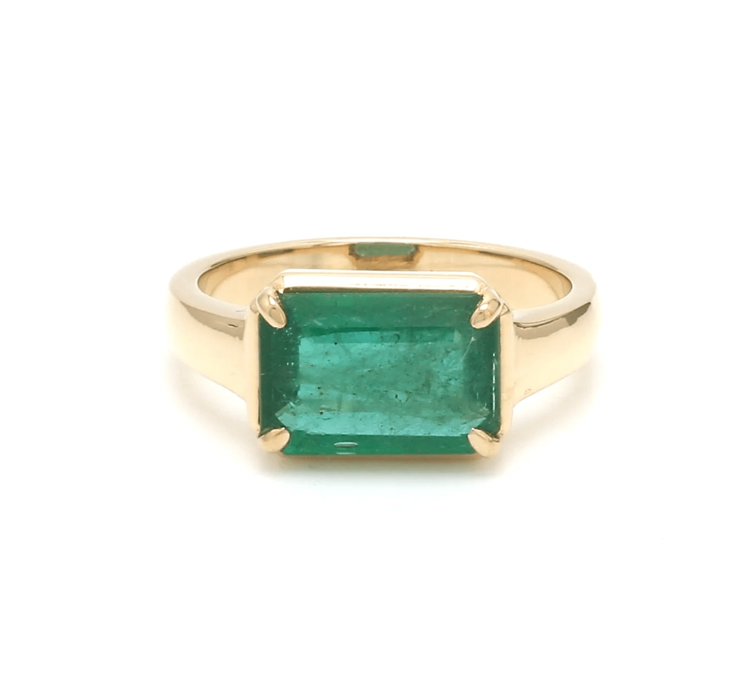 Rings 6 / Rose Gold / 14K 14K & 18K Gold Emerald East West Ring