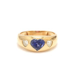 Rings 6 / Rose Gold / 14K 14K & 18K Gold Heart Blue Sapphire & Diamond Dome Ring