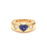 Rings 6 / Rose Gold / 14K 14K & 18K Gold Heart Blue Sapphire & Diamond Dome Ring