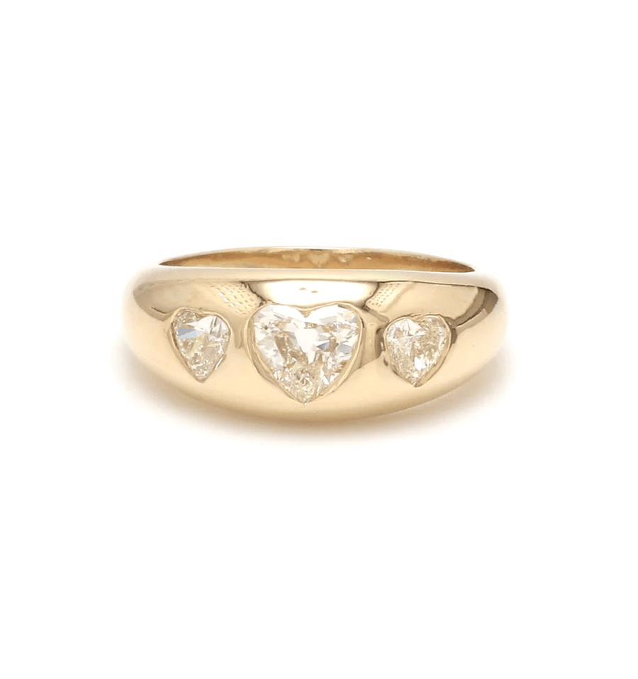 Rings 6 / Rose Gold / 14K 14K & 18K Gold Heart Diamond Dome Ring