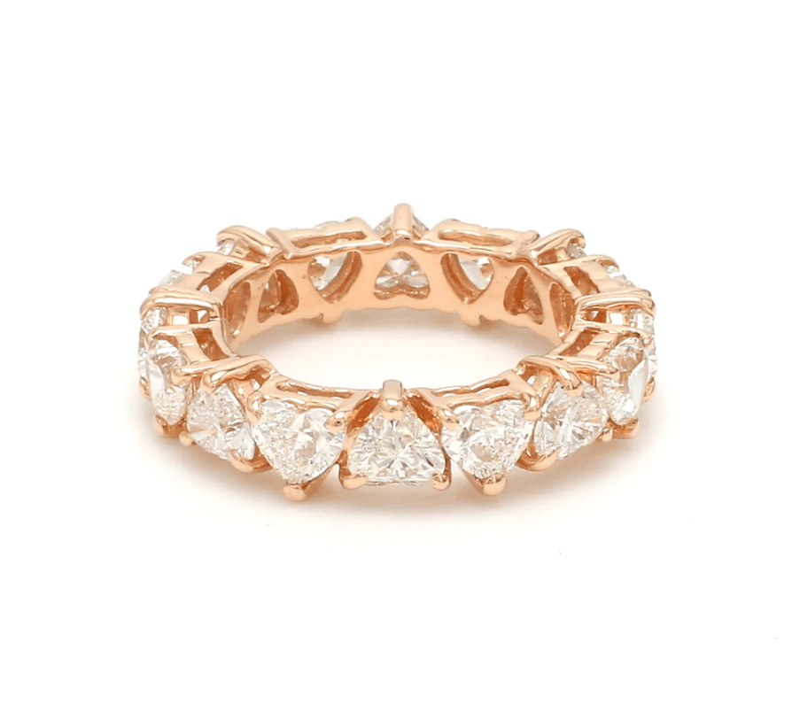 Rings 6 / Rose Gold / 14K 14K & 18K Gold Heart Diamond Eternity Band