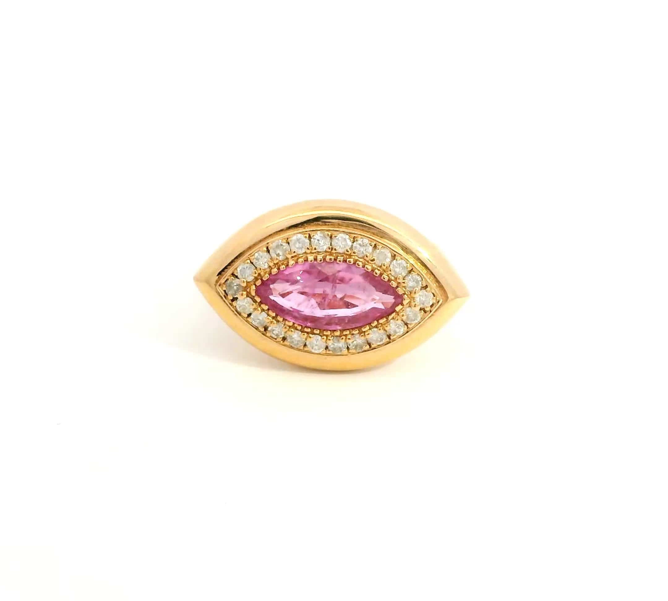 Rings 6 / rose gold / 14K 14K & 18K Gold Marquise Pink Sapphire And Diamond Ring