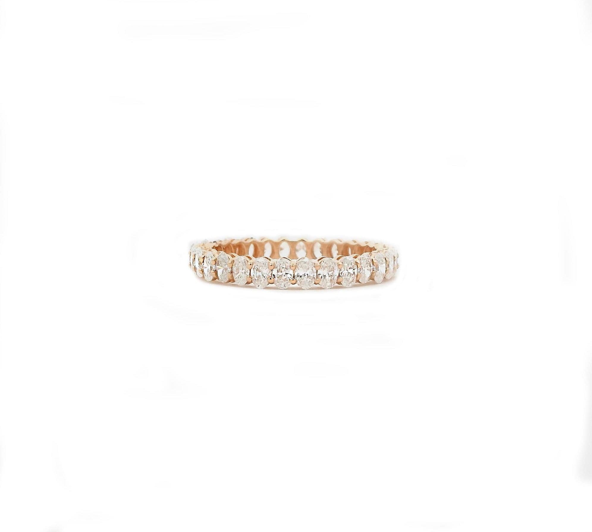 Rings 6 / Rose Gold / 14K 14K & 18K Gold Oval Diamond Eternity Ring, Lab Grown, 1.7 cts