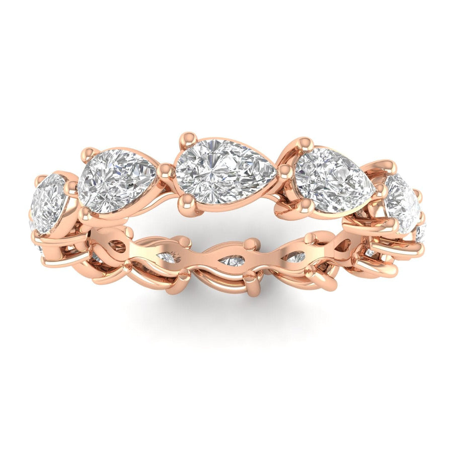 Rings 6 / Rose Gold / 14K 14K & 18K Gold Pear East West Diamond Eternity Ring, Lab Grown